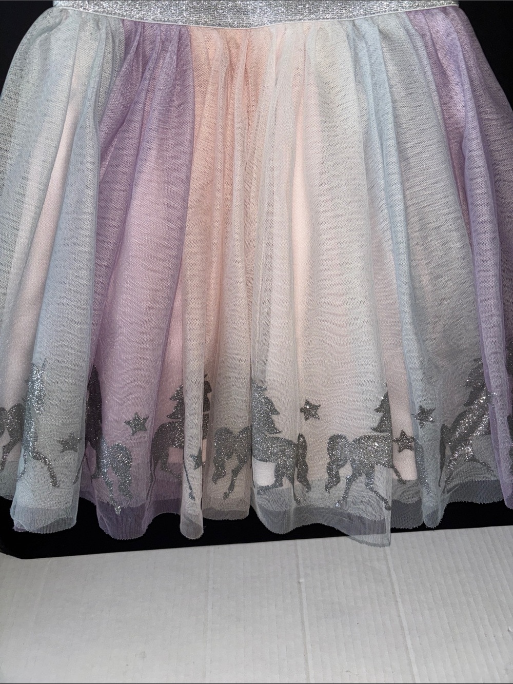 Zunie Pastel Unicorn Tulle Dress with Silver Sparkle Waist - Picture 6 of 8